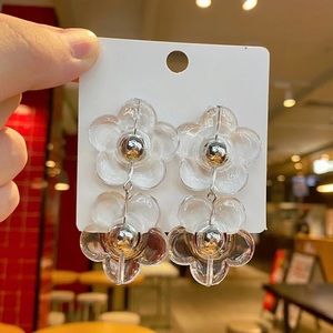 Cute Spring Summer Clear Flower Earrings